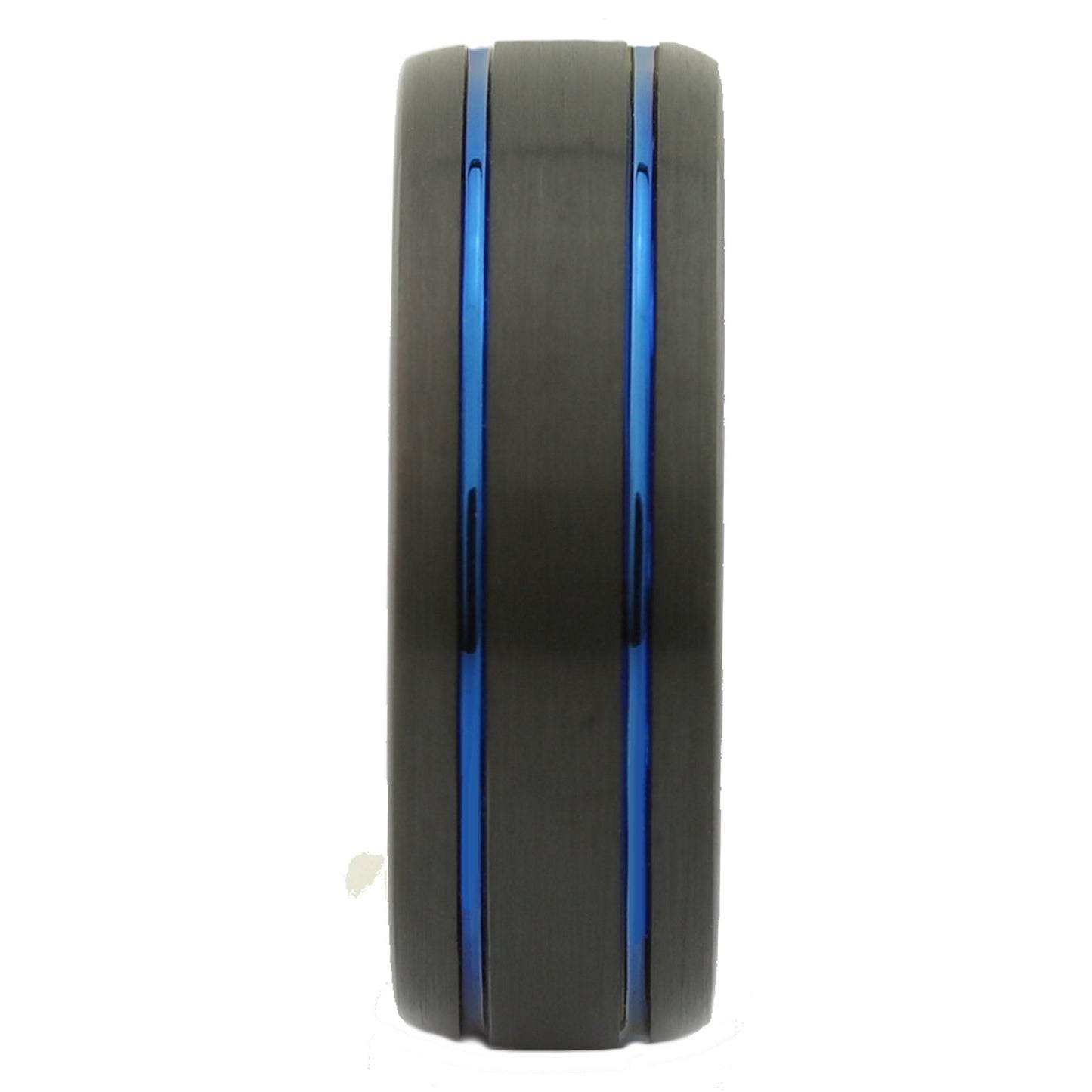 Black Plated Blue Grooves Tungsten Carbide Wedding Ring Comfort Fit 8mm