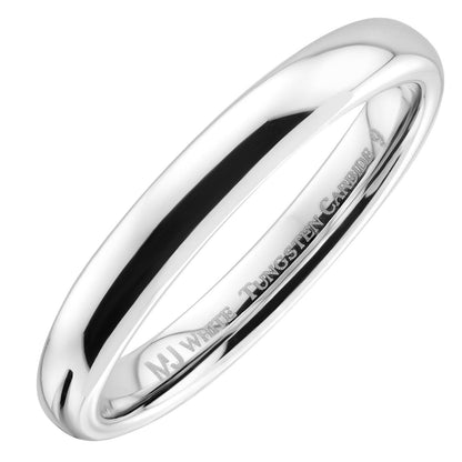 Classic Mirror polished White Tungsten Carbide Ring Comfort fit wedding band