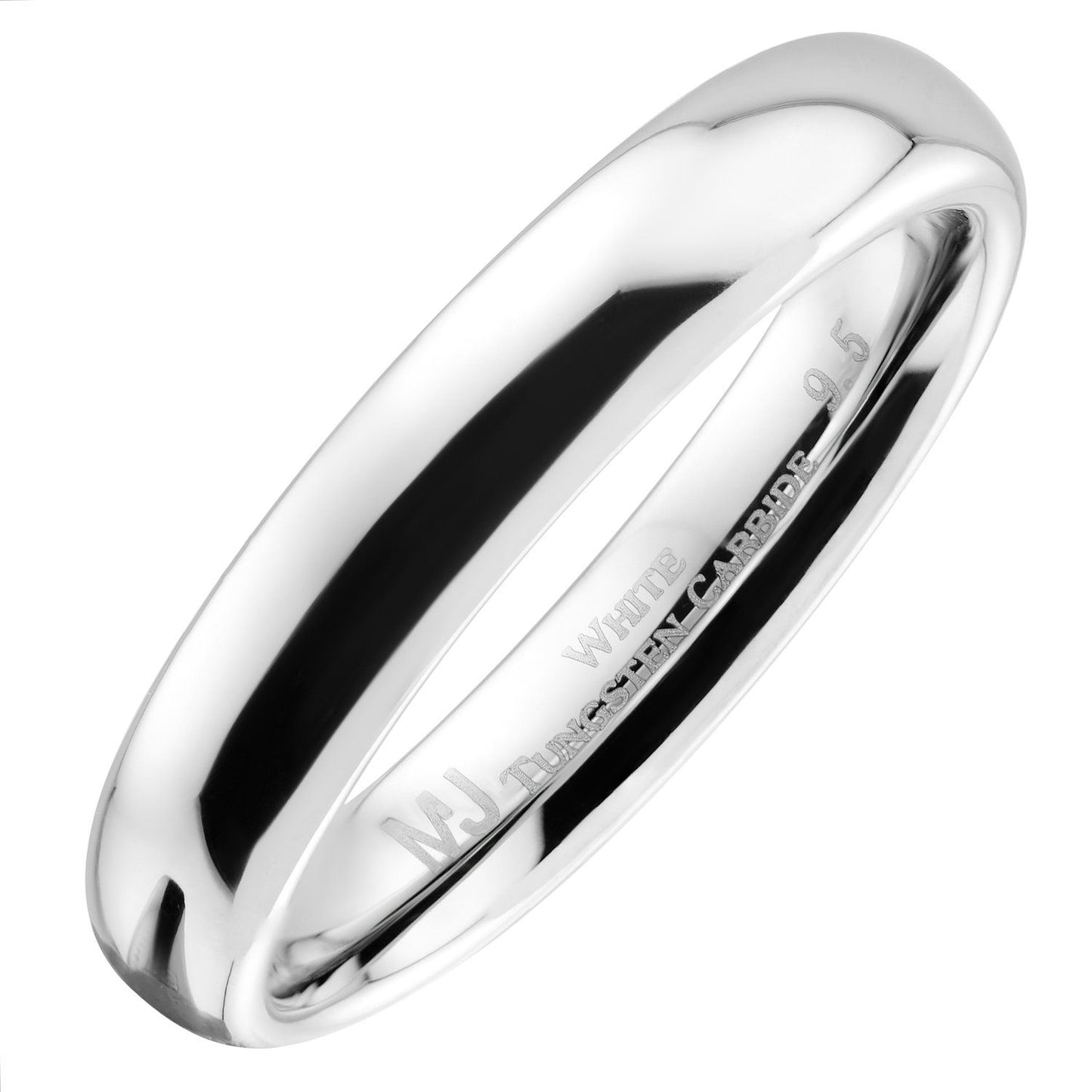 Classic Mirror polished White Tungsten Carbide Ring Comfort fit wedding band