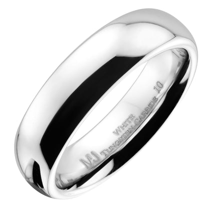Classic Mirror polished White Tungsten Carbide Ring Comfort fit wedding band