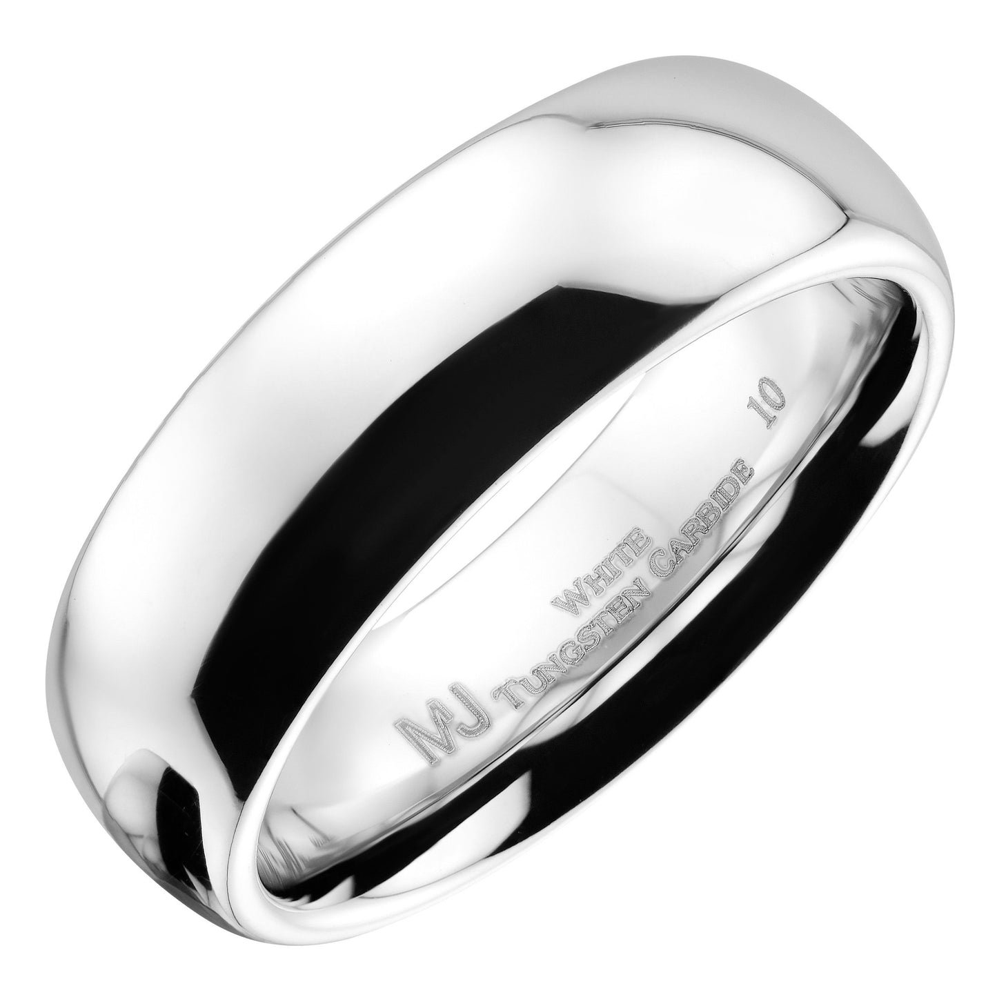 Classic Mirror polished White Tungsten Carbide Ring Comfort fit wedding band