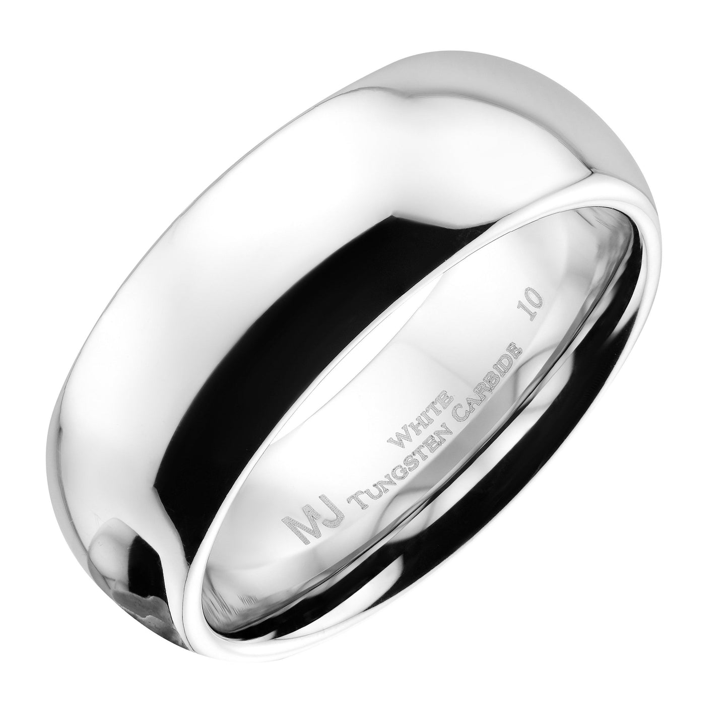 Classic Mirror polished White Tungsten Carbide Ring Comfort fit wedding band