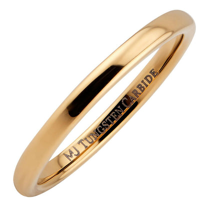 Gold Plated Tungsten Carbide Classic Half Dome Wedding Band