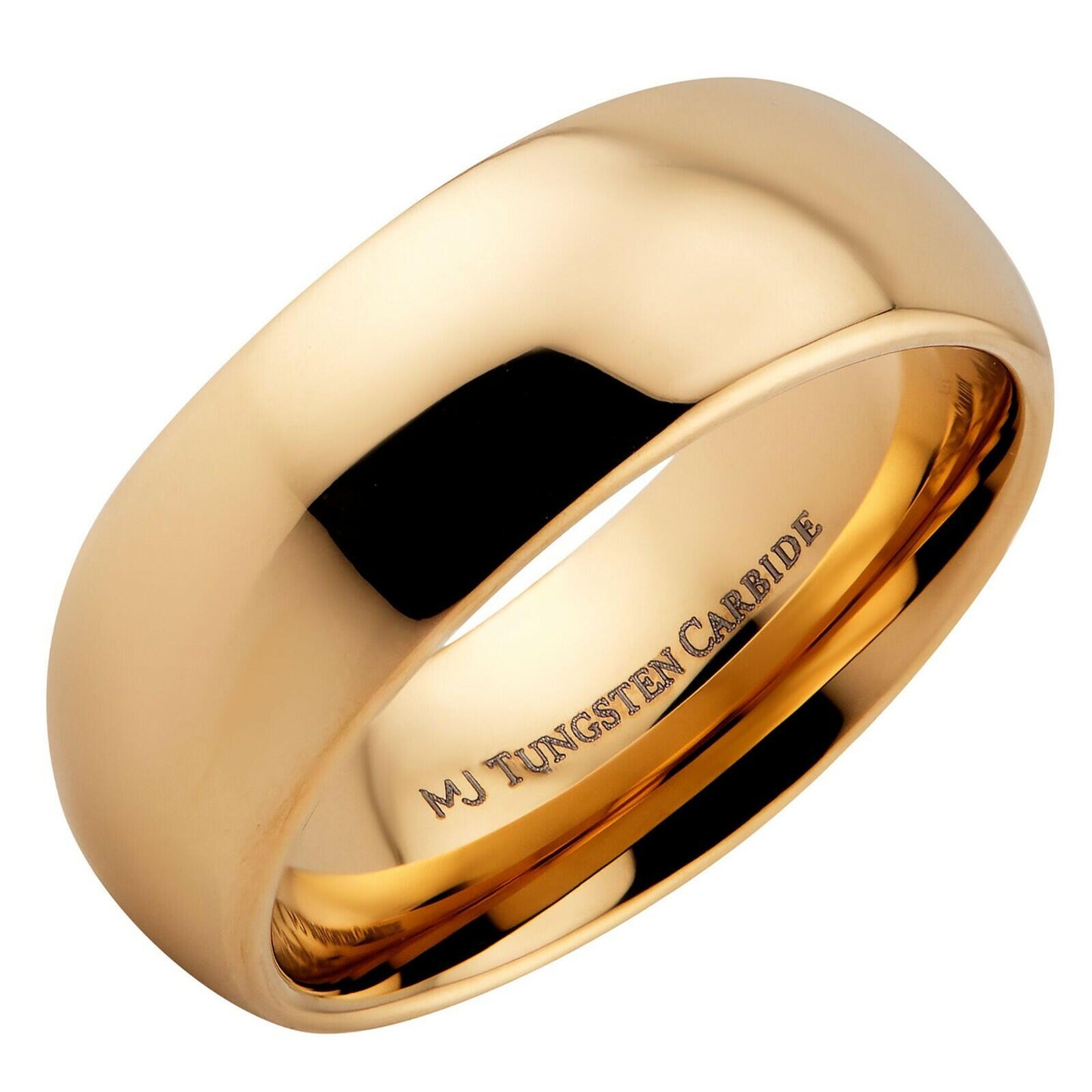 Gold Plated Tungsten Carbide Classic Half Dome Wedding Band