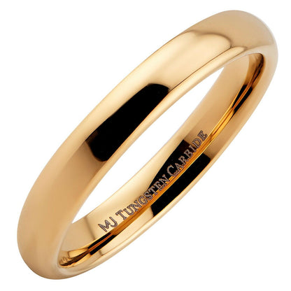 Gold Plated Tungsten Carbide Classic Half Dome Wedding Band
