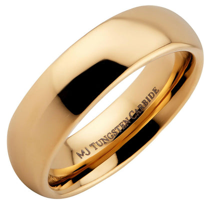 Gold Plated Tungsten Carbide Classic Half Dome Wedding Band