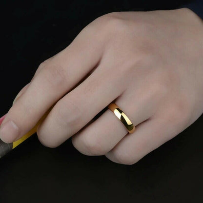 Gold Plated Tungsten Carbide Classic Half Dome Wedding Band