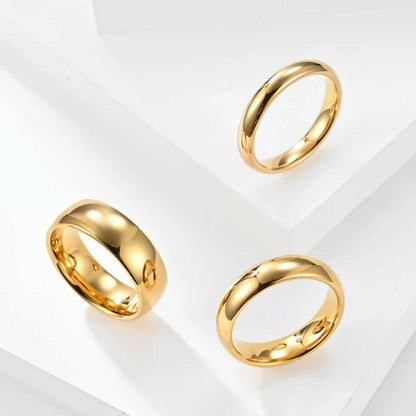 Gold Plated Tungsten Carbide Classic Half Dome Wedding Band
