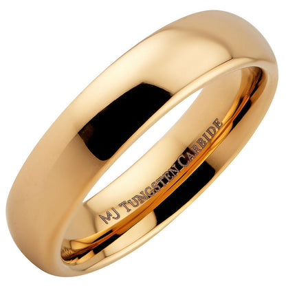 Gold Plated Tungsten Carbide Classic Half Dome Wedding Band