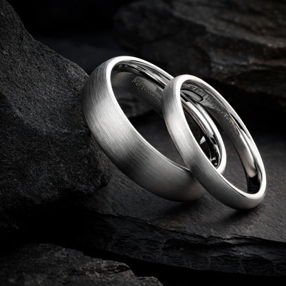 3mm or 6mm White Tungsten Carbide Brushed Domed Wedding Ring Comfort Fit