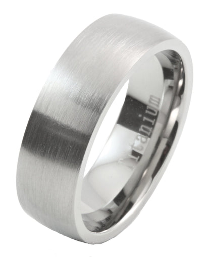 5mm or 7mm Brushed Grade 5 Titanium Comfort Fit Ring Wedding Band